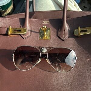 Montana west Silver Aviator Sunglasses with turquoise and leather